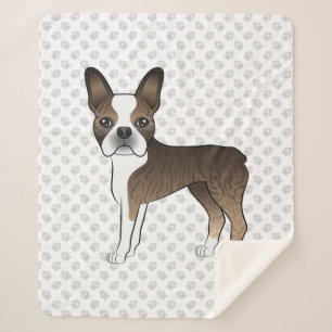 Brindle Boston Terrier Adorable Cartoon Dog & Paws Sherpadecke