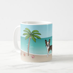 Brindle Boston Terrier an einem tropischen Sommers Kaffeetasse