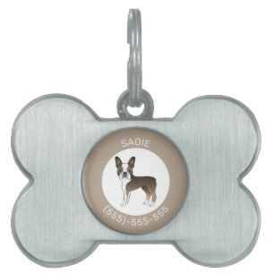Brindle Boston Terrier Cartoon Dog & Custom Text Tiermarke
