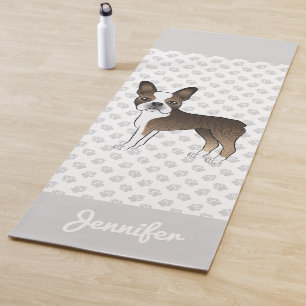 Brindle Boston Terrier Cartoon Dog & Individuelle  Yogamatte