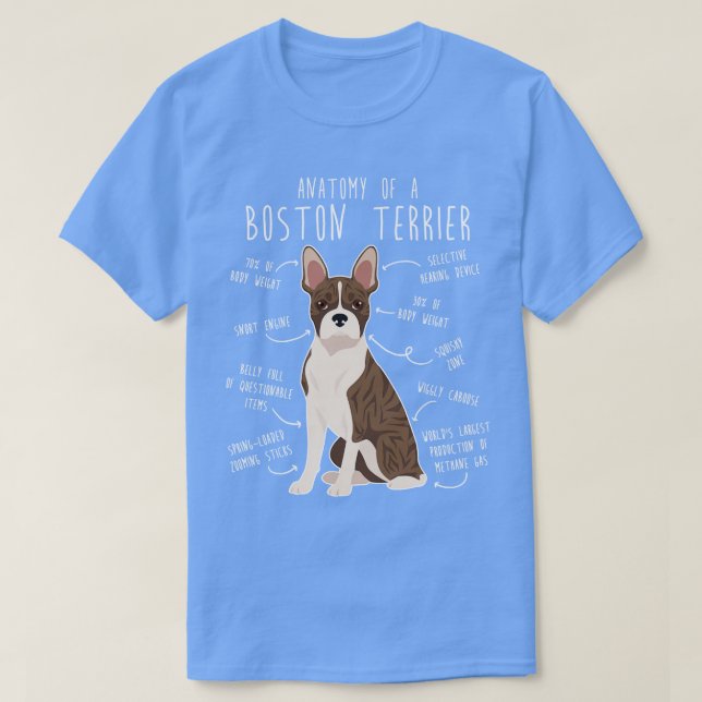 Brindle Boston Terrier Dog Anatomie T-Shirt (Design vorne)