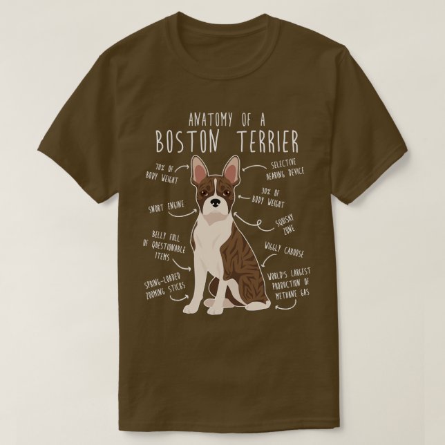 Brindle Boston Terrier Dog Anatomie T-Shirt (Design vorne)