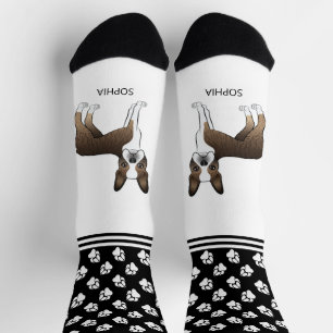 Brindle Boston Terrier mit Namen und Pasten Socken