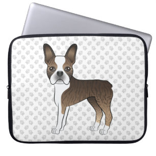 Brindle Boston Terrier Niedlich Cartoon Dog & Paws Laptopschutzhülle