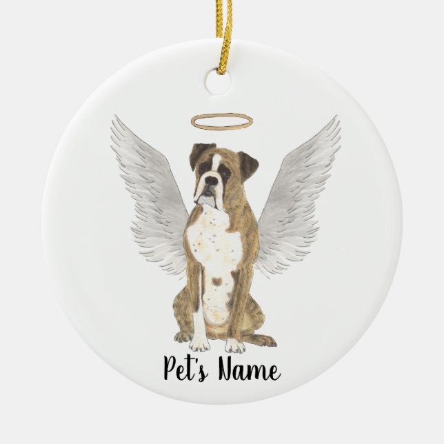 Brindle Boxer Beileid Memorial Keramik Ornament (Vorne)