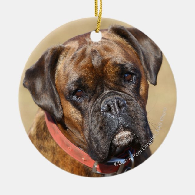 Brindle Boxer-Hund Keramikornament (Vorne)