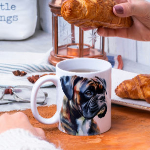 Brindle Boxer in Wasserfarbe Zweifarbige Tasse