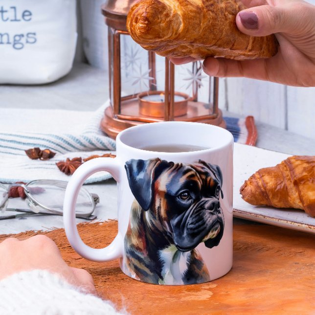 Brindle Boxer in Wasserfarbe Zweifarbige Tasse (Von Creator hochgeladen)