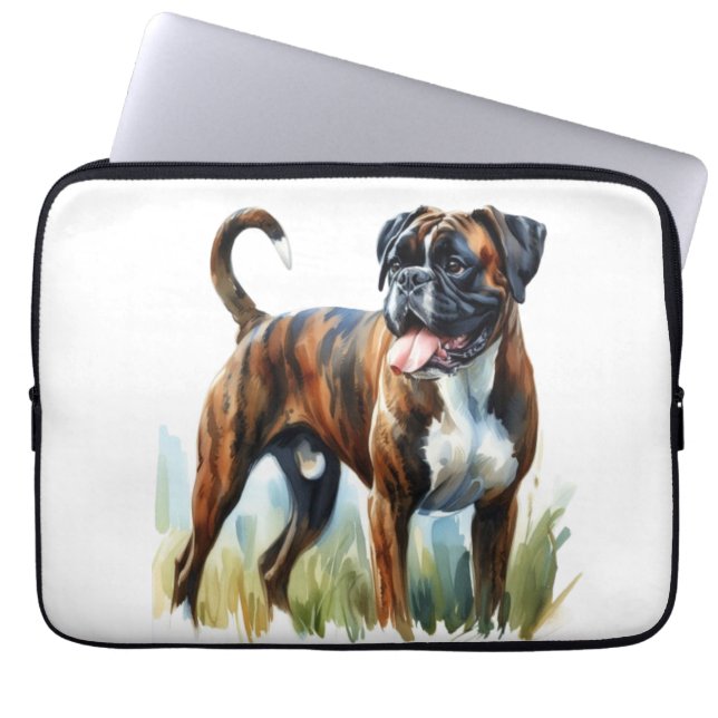 Brindle Boxer in Watercolor Laptopschutzhülle (Vorderseite)