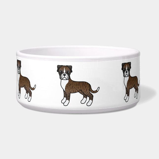 Brindle Boxer Niedlicher Cartoon Dog Napf (Vorderseite)