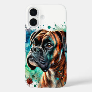 Brindle Boxer Wasserfarben Art iPhone 16 Hülle