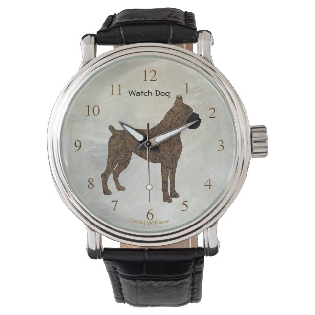Brindle Boxer Watch Dog Armbanduhr (Vorderseite)