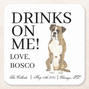 Brindle Boxer Wedding Rechteckiger Pappuntersetzer