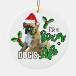 Brindle Boxer-Welpen-Weihnachtsverzierung Keramik Ornament
