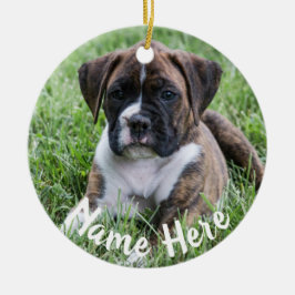 Brindle Boxer-Welpen-Weihnachtsverzierung Keramik Ornament
