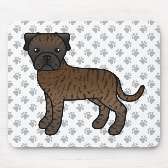Brindle Bullmastiff Niedlich Cartoon Dog Mousepad (Vorne)