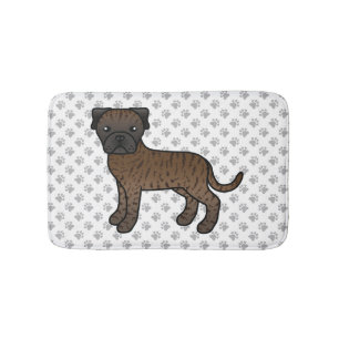 Brindle Bullmastiff Niedlich Cartoon Dog & Paws Badematte