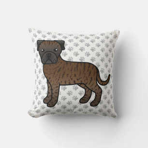 Brindle Bullmastiff Niedlich Cartoon Dog & Paws Kissen
