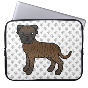 Brindle Bullmastiff Niedlich Cartoon Dog & Paws Laptopschutzhülle