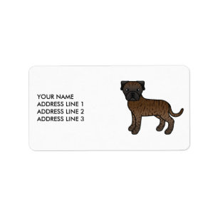 Brindle Bullmastiff Niedlicher Cartoon Dog & Text Adressaufkleber