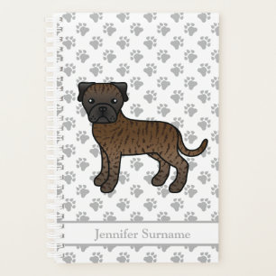 Brindle Bullmastiff Niedlicher Cartoon Dog & Text Planer
