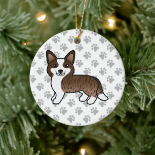 Brindle Cardigan Welsh Corgi Cartoon Dog Keramik Ornament