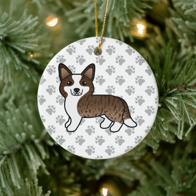 Brindle Cardigan Welsh Corgi Cartoon Dog Keramik Ornament (Baum)