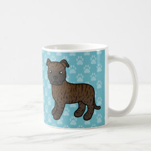 Brindle Cartoon Staffordshire Bull Terrier Tasse