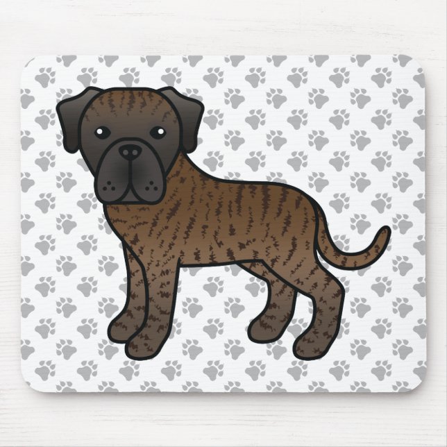 Brindle English Mastiff Niedlich Cartoon Dog Mousepad (Vorne)