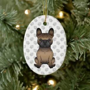 Brindle Französische Bulldogge / Frenchie Süßer Hu Keramik Ornament