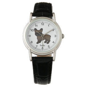 Brindle Französische Bulldogge Süßer Cartoon-Hund Armbanduhr