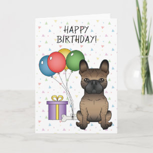 Brindle French Bulldog Niedlich Hund Happy Birthda Karte