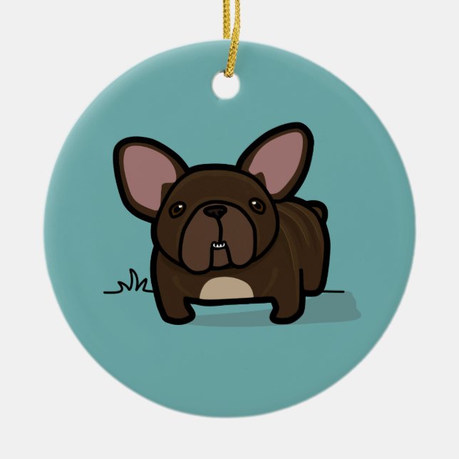 Brindle Frenchie Keramik Ornament (Vorne)