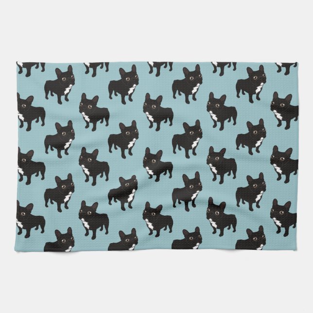 Brindle Frenchie mag spazierengehen Küchentuch (Horizontal)