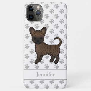 Brindle Glatthaar Chihuahua Cartoon-Hund & Name Case-Mate iPhone Hülle