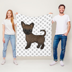 Brindle glatthaariger Chihuahua Cartoon-Hund & Pfo Fleecedecke