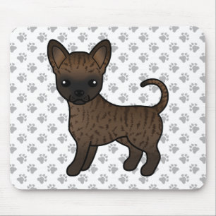 Brindle glatthaariger Chihuahua Cartoon-Hund & Pfo Mousepad