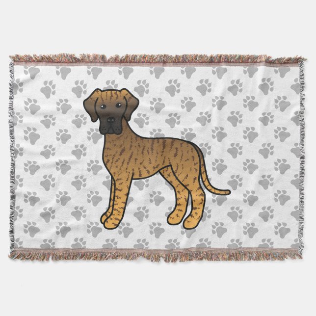 Brindle Great Dane Niedlich Cartoon Dog Decke (Vorderseite)