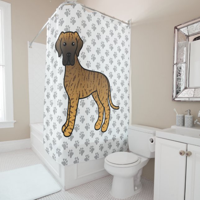 Brindle Great Dane Niedlich Cartoon Dog Duschvorhang (Beispiel)