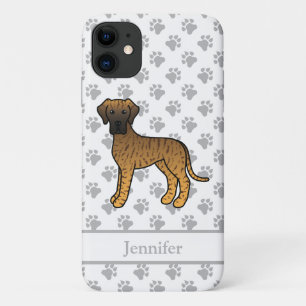 Brindle Great Dane Niedlich Cartoon Dog & Name Case-Mate iPhone Hülle