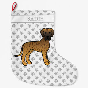 Brindle Great Dane Niedlich Cartoon Dog & Name Großer Weihnachtsstrumpf