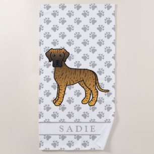Brindle Great Dane Niedlich Cartoon Dog & Name Strandtuch