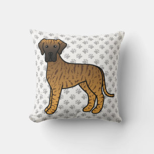Brindle Great Dane Niedlich Cartoon Dog & Paws Kissen