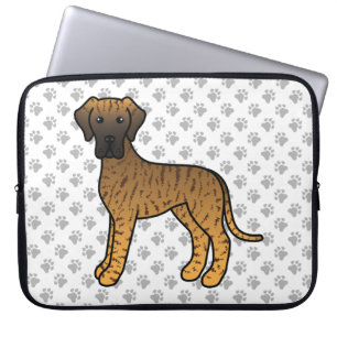 Brindle Great Dane Niedlich Cartoon Dog & Paws Laptopschutzhülle