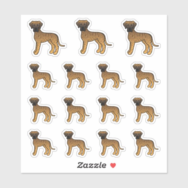 Brindle Great Dane Niedlich Cartoon Hunde Aufkleber (Blatt)