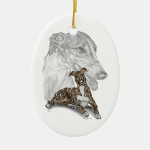 Brindle Greyhound Dog Art Keramik Ornament