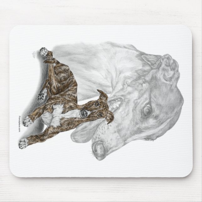 Brindle Greyhound Dog Art Mousepad (Vorne)