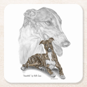 Brindle Greyhound Dog Art Rechteckiger Pappuntersetzer