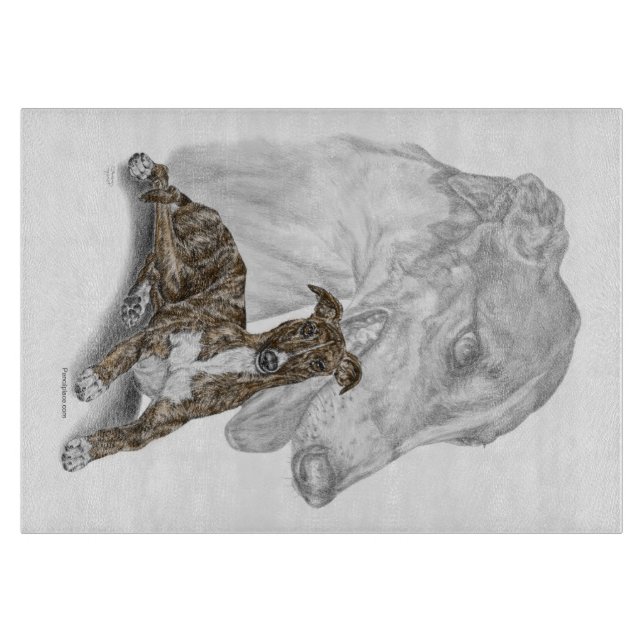 Brindle Greyhound Dog Art Schneidebrett (Vorderseite)