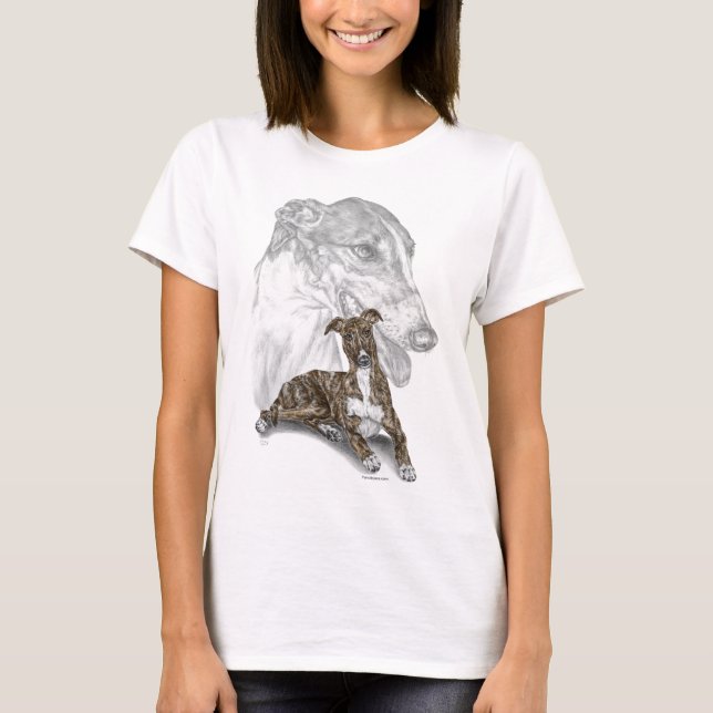 Brindle Greyhound Dog Art T-Shirt (Vorderseite)